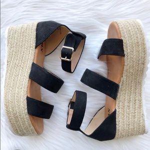 Brand new! Black suede platform sandals size 7.5